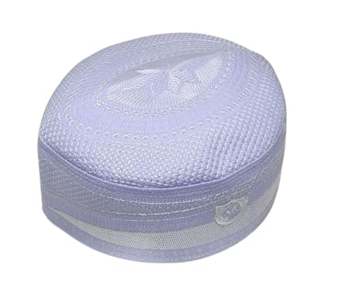 Al-Ameen Muslim Gift Muslim Kufi Hat for Men AMN-004 Islam Cap Unique Design Beanie Round Topi Headwear Ramadan Eid Gift - color: White, size: XX-Large