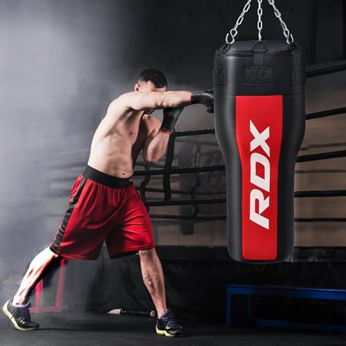 RDX Uppercut Unfilled Punch Bag for Boxing, Kickboxing Training, Maya Hide Leather Angled Heavy Bag Set with Punching Gloves for MMA, Muay Thai, Grappling, Sparring, BJJ and Taekwondo