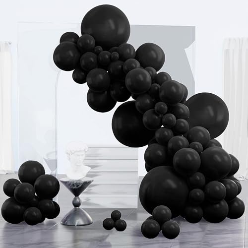 PartyWoo Black Balloons 152 pcs Different Sizes of 18 12 10 5 Inch Black Balloons Arch Kit Garland for Baby Shower Birthday Graduation Casino Gaming Anniversary Race Car Party Decorations Black-Y18 - color: Black-y18