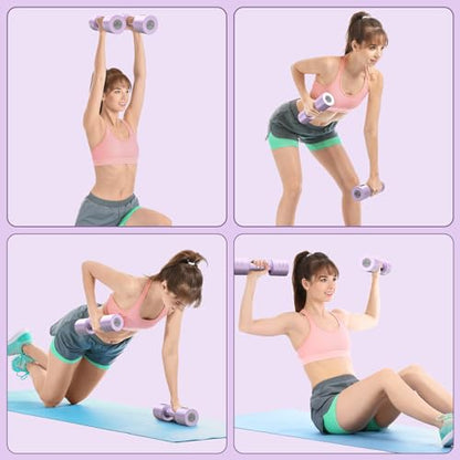 Sportneer Adjustable Dumbbells Hand Weights Set: 5 lb Dumbbell Set of 2 Each 2lb 3lb 4lb 5lb Free Weights Fast Adjust Weight 4 In 1 Weights Dumbbells Set for Women Men Home Gym Exercise Training - color: Purple