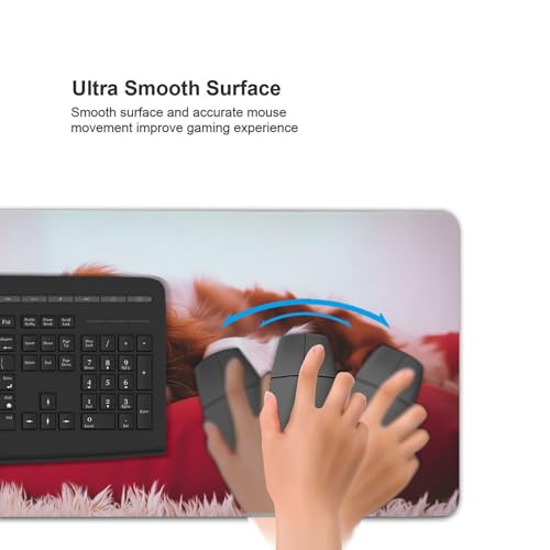 XXL Gaming Mouse Pad 35.4x15.7 Inch, Large Extended Desk Mat | Mousepad with Dog Design, Non-Slip Rubber Base, Water-Resistant Surface and Stitched Edges for Gaming, Office & Home - color: Dog
