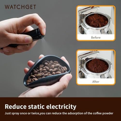 watchget Coffee Bean Dosing Cup & RDT Spray Bottle Kit, Black | 10ml Static Reducing Sprayer; Ceramic Single Dose Tray for Coffee & Tea;Espresso Brewing Accessory for Home & Espresso Bars - color: Black