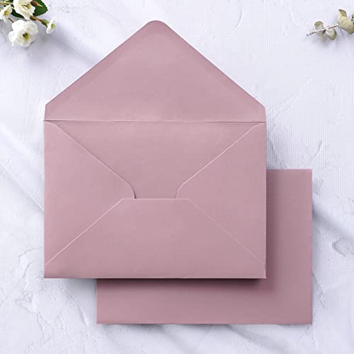 PONATIA 50 PCS/Pack A7 Envelopes, 5.25 x 7.25'' Matte Dusty Rose Envelope - color: Dusty Rose