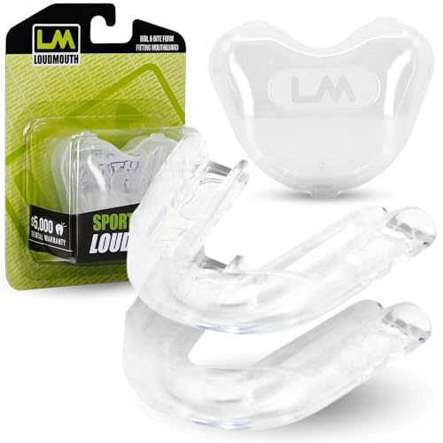 Loudmouth Sport Slim-Fit Boil & Bite Mouth Guard (2 Pack) Plus Mouthguard Case, Advanced Protection for All Contact Sports (Clear) - color: Clear