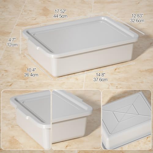 13 L Bus Tub with Lid, Commercial Food Service Bus Tubs, 3 Packs | Light Gray Plastic utility Bus Boxes for Restaurant - size: 13 L with Lid