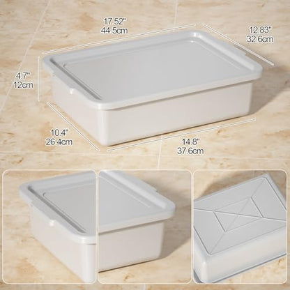 13 L Bus Tub with Lid, Commercial Food Service Bus Tubs, 3 Packs | Light Gray Plastic utility Bus Boxes for Restaurant - size: 13 L with Lid
