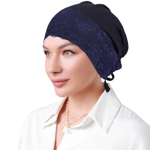 Muslim Hijab Undercap Women Underscarf Hijab Cap Islamic Turbans Scarf Inner Cap Eid Headscarf Hijab Bonnet - color: Navy