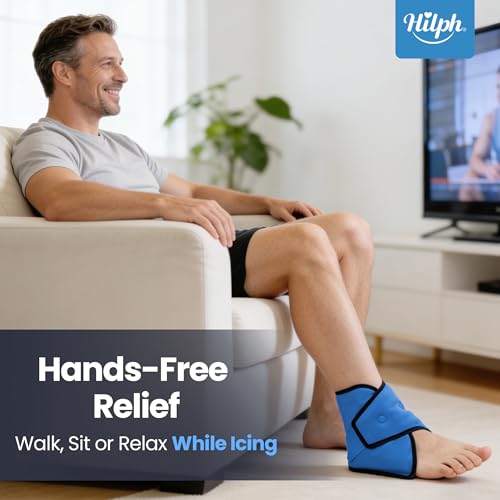 Hilph Ankle Ice Pack Wrap for Swelling, Reusable Gel Cold Pack for Ankle Sprained, Hot Cold Compress for Surgery Recovery, Plantar Fasciitis, Foot Pain Relief, Swelling, Achilles Tendonitis, Blue