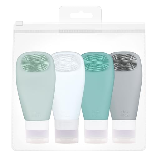 TSA Approved Travel Bottles 3 oz with Massage Brush(4 Pack)