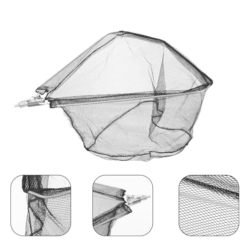 Cabilock Detachable Folding Fishing Net Head Solid Stainless Steel Frame Portable Replacement Net for Lakes Rivers Boats with Strong Tensile Strength and Fish-Friendly Design