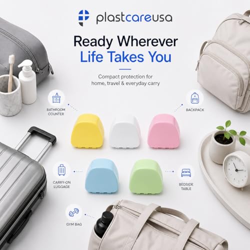 PlastCare USA White Denture Cases Pack of 5 - Dental Box For Artificial Teeth, Mouth Guard, Night Guard, Gum Shields, Retainer - Denture Bath Container for Women and Men - Travel Denture Cup - color: White