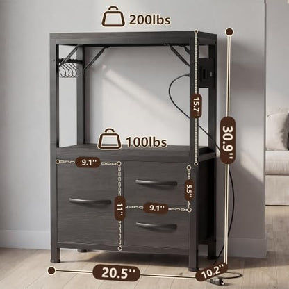 Heybly 5-10 Gallon Fish Tank Stand, Aquarium Stand with Drawer, Power Outlet, Heavy Duty Metal Frame, for Fish Tank, Turtle & Reptile Terrarium, 20.5" × 10.2" Top, 200lbs, Black HAS002SBK-1 - color: Black, size: 5-10 gal