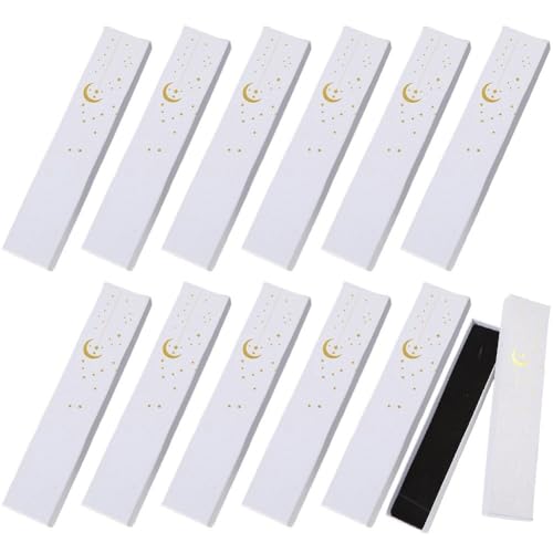 12 Pcs Ramadan Jewellery Gift Box Moon Star Eid Mubarak Jewelry Boxes Bracelet Necklace Chain Packaging Box - color: White