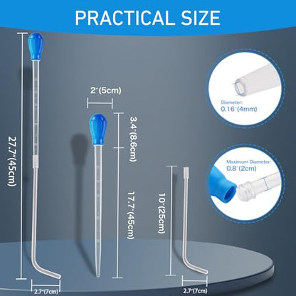 27.7IN Extra Long Turkey Baster for Aquarium Coral Fish Feeder,Blue | 50ml Plastic Turkey Baster Long Syringe, Siphon for Fish Tank Water Changer, Reef Coral Food Spot Feeder