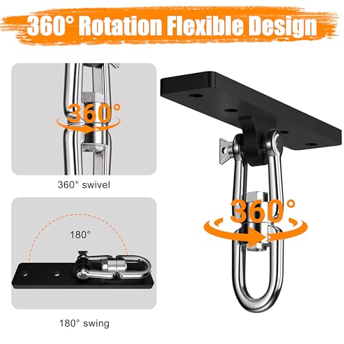 Heavy Bag & Punching Bag Hanger, Wall, Ceiling, Beam Mount Options | 900 LBS Capacity, 360° Swivel, Rust-Proof, Thick Steel Boxing Mount for MMA, Muay Thai & Home Gym (Multiple Mounting Options) - color: Ceiling - Flat Bracket