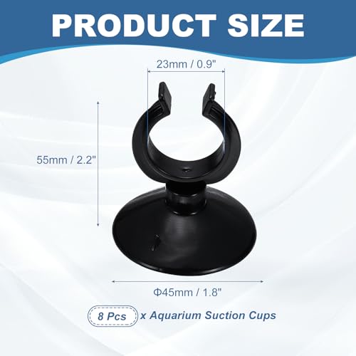 Aquarium Suction Cups, Fish Tank Suction Cups Clips Airline Tube Holders Clamps (Plastic, 8Pcs, Black) for 0.9" Fish Tank Airline Tubing Binding Moss Shrimp Nest, 23x45MM - color: Black, size: 23x45MM