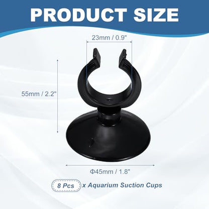 Aquarium Suction Cups, Fish Tank Suction Cups Clips Airline Tube Holders Clamps (Plastic, 8Pcs, Black) for 0.9" Fish Tank Airline Tubing Binding Moss Shrimp Nest, 23x45MM - color: Black, size: 23x45MM