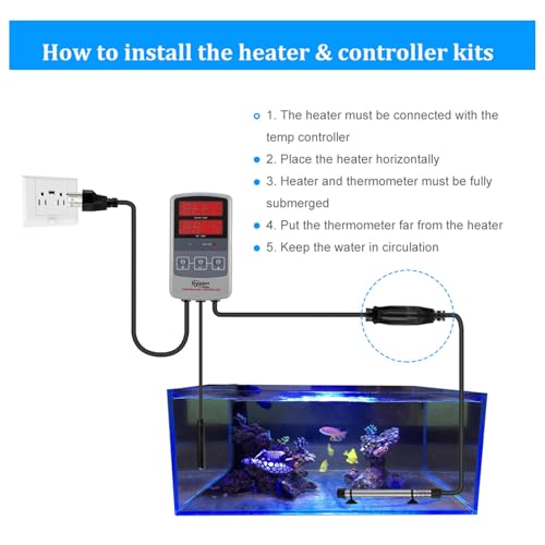hygger 802 Aquarium Titanium Heater Rod Fish Tank Heating Element Replacement Heater Tube (Controller Excluded) 100W - size: 100W