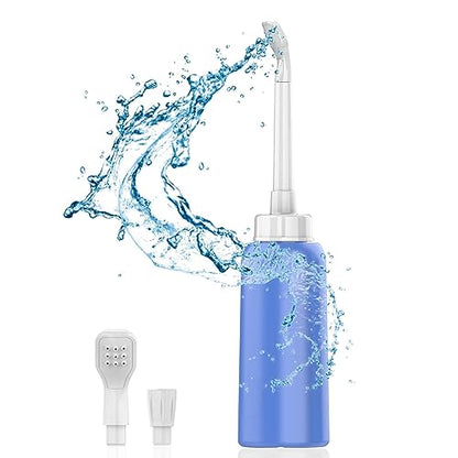 2PCS-Pack Portable Bidet 500ml for Travel Bidet Bottle with 2 Nozzle + Scalable Pipe + Storage Bag ,Peri Bottle for Postpartum Essentials