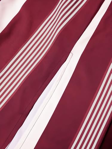 WSPLYSPJY Boys Muslim Thobe Striped Islamic Robe | Boys Muslim Thobe Striped Maxi Kaftans Kids Hooded Long Sleeve Arab Gown Islamic Robe - color: Wine Red, size: 11-12 Years