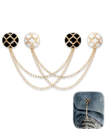 Magnetic Clips Chain 2Pack Multiuse for Hijab Pant Hem Sleeve - color: Black and white-Round