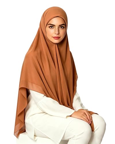 Lina & Lily Premium Chiffon Hijab Head Scarf Shawl Wrap for Muslim Women Square 58'' x 58'' - color: Rust