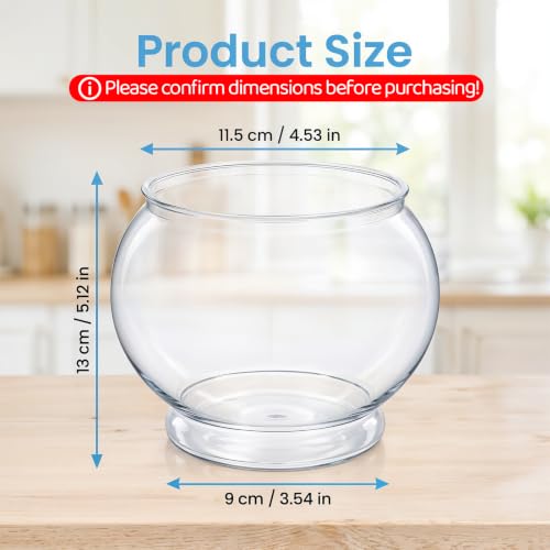 Mini Plastic Fish Bowl 38 oz Decorative Small Fish Tank Round Plastic Fishbowl Unbreakable Aquarium Starter Kit for Hydroponic Planter Centerpiece Vases Party Decorations