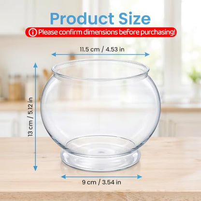 Mini Plastic Fish Bowl 38 oz Decorative Small Fish Tank Round Plastic Fishbowl Unbreakable Aquarium Starter Kit for Hydroponic Planter Centerpiece Vases Party Decorations