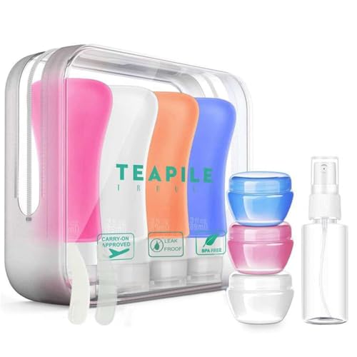 4 Pack Travel Bottles, 3oz Leak Proof Accessories Containers Size Toiletries,Travel Shampoo and Conditioner Bottles, Fun Outdoors 9 Pieces - color: multi-colour
