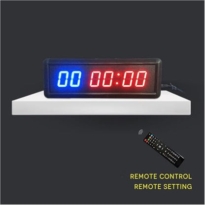 Gym Timer Clock, Boxing Interval Timer with LED Display Screen &Remote Control, 2 Display Format Adjustable and Support Counting Down, 20 Groups of Training and Rest Can Be Set, for Home Use