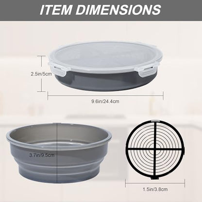 Collapsible Batter Bowl - Breading Bowl Shaker with Lid, Gray - color: Gray