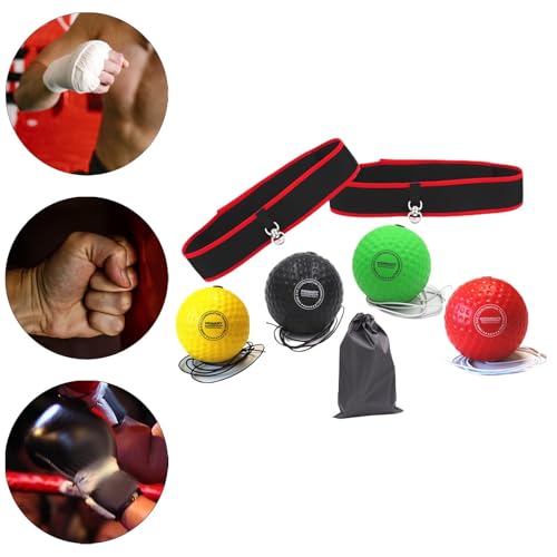 Boxing Reflex Ball Headband Fitness Gear, Workout Reflex Punching Ball, 2 Headbands, 4 Balls
