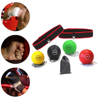 Boxing Reflex Ball Headband Fitness Gear, Workout Reflex Punching Ball, 2 Headbands, 4 Balls