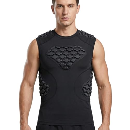 DGXINJUN Men's Football Rib Protector Chest Padded Shirt for Aldult Football Rugby Softball Baseball Heart Sternum Guard - size: XX-Large