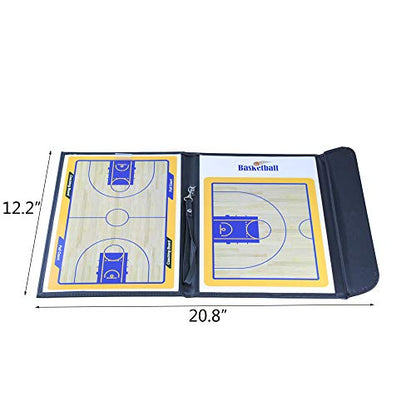 Foldable Leather Football Soccer Magnetic Tactic Marker Coaching Clipboard with Zipper and Marker Pen - Coaching Strategy Guiding Board Kit Equipment Portable Coach Tool - style: Basketball
