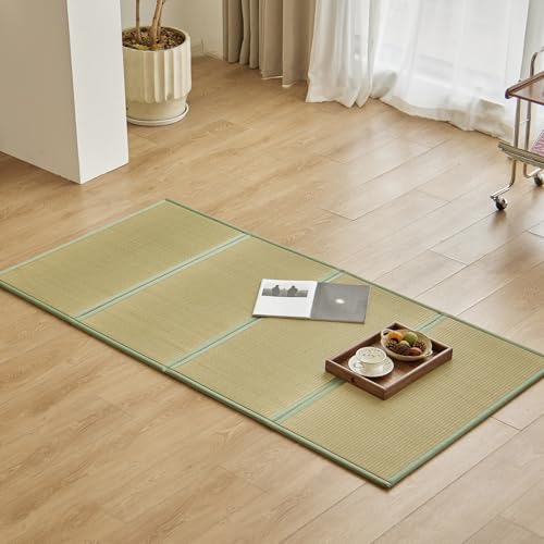 Natural Rush Grass Floor Tatami Mat,Twin XL 83" x 39" x 0.5" | Japanese Portable Folding Firm Traditional Bed Mattress, Foldable Pad Futon,for Sleeping,Sitting,Yoga,Relaxing,Zen - size: 3'3" x 6'11"