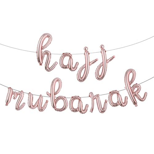 HAJJ MUBARAK Party Balloon for Festival Gathering Decorations Eid Mubarak Party Supplies Decorations (L HAJJ MUBARAK Rose Gold) - color: L Hajj Mubarak Rose Gold