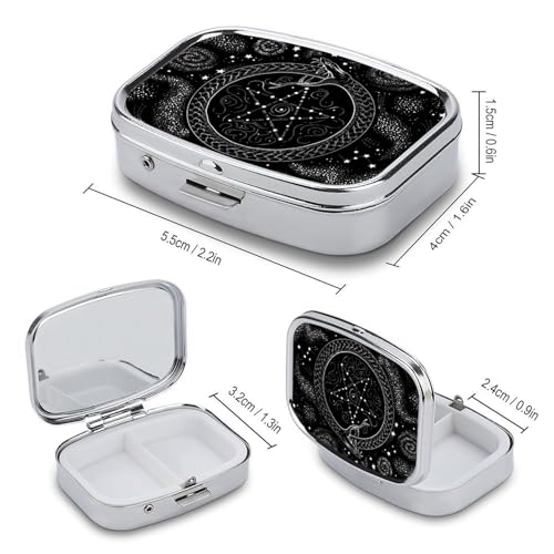 Mandala Moon Phase Square Pill Box Metal 2.2x1.6 Inch,Medicine Storage Case Compact Travel Pill Organizer Pocket Pill Container for Daily Medication Vitamins Pills - color: Mandala Moon Phase