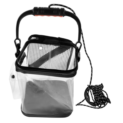 HEMOTON Folding Lightweight Fishing Bucket Transparent Live Fish Container with Oxygen Supply for Camping Hiking and Outdoor Activities Convenient Fish Barrel