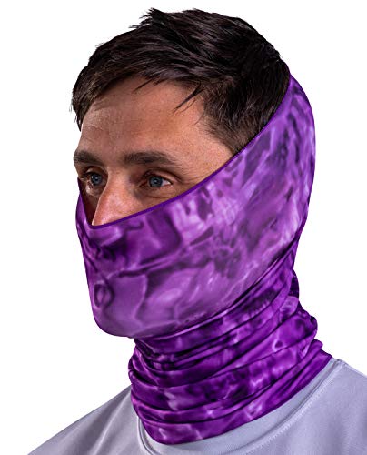 Aqua Design Fishing Hunting Masks Neck Gaiter: Men and Youth UPF 50+ Sun Mask Protection: Camo Face Cover Balaclava Bandana - color: Liquid Purple, size: Small