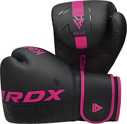 RDX Women Boxing Gloves, Pro Training Sparring, Maya Hide Leather, Muay Thai MMA Kickboxing, Adult, Heavy Punching Bag Focus Mitts Pads Workout, Ventilated Palm, Multi Layered, 8 10 12 14 16 Oz - size: 16OZ