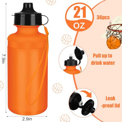 Zubebe 36 Pcs Sports Water Bottles Bulk Squeeze Reusable Bpa-free Plastic Water Bottles End of the Year Gifts Summer Gifts for Students School Travel Hiking Cycling Event Team Gift - color: Orange