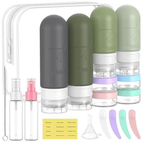 ME.FAN 18 Pack Travel Bottles for Toiletries, TSA Approved, Desert Sage - color: Desert Sage