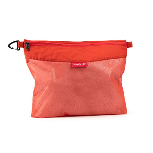 pack all Water-Resistant Zipper Pouch, Mesh Zipper Bag, 14.17"x10.23" - color: Orange, size: Large