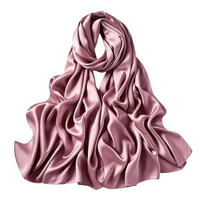 Lina & Lily Luxury Satin Hijab Head Scarf Shawl Wrap for Muslim Women Extra Long - color: Dusty Rose