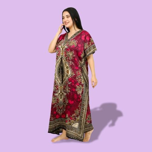 Women's Kaftan Dress – Loose Fit Maxi Gown – Kimono Style Beach Cover Up – Elegant Resort Wear and Nightwear - color: Pink