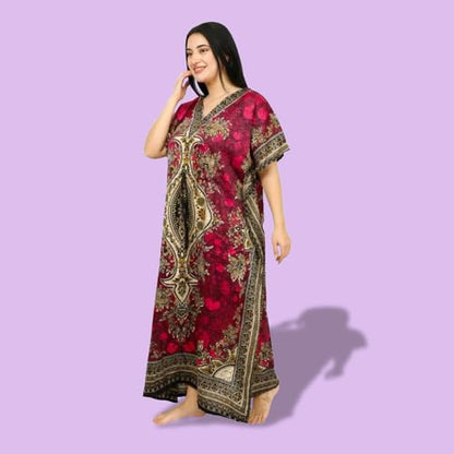 Women's Kaftan Dress – Loose Fit Maxi Gown – Kimono Style Beach Cover Up – Elegant Resort Wear and Nightwear - color: Pink