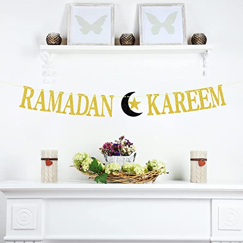 Ramadan Kareem Banner,Happy Eid Umrah Mubarak Decoration,Hajj Mubarak Islamic Ramadan Muslim Festival Party Decoration Supplies Black
