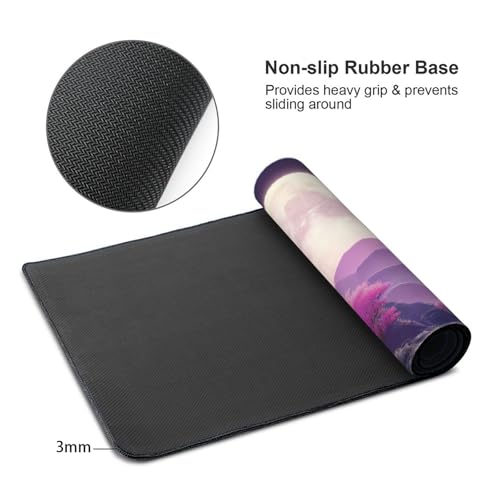 XXL Gaming Mouse Pad 35.4x15.7 Inch, Large Extended Desk Mat | Eastern Moonlit Night design, Non-Slip Rubber Base, Water-Resistant Surface and Stitched Edges for Gaming, Office & Home - color: Cherry Moon
