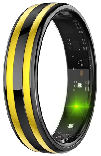 Smart Ring for Men Women Fitness Tracker Ring with Sleep Monitor Heart Rate Tracking Gesture Control Activity Tracker Health Ring Ceramic Metal Smart Ring Gift for Couples Waterproof Ultra-Thin 6.3mm - color: Black, size: #7(2.17 inch)